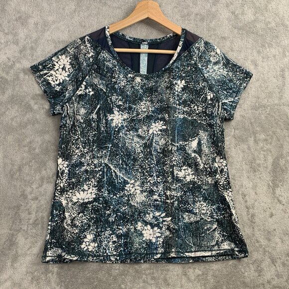 Lululemon Shirt Womens 6 Seek the Heat Short Sleeve Wildwood Nocturnal Blue Teal - Picture 1 of 6